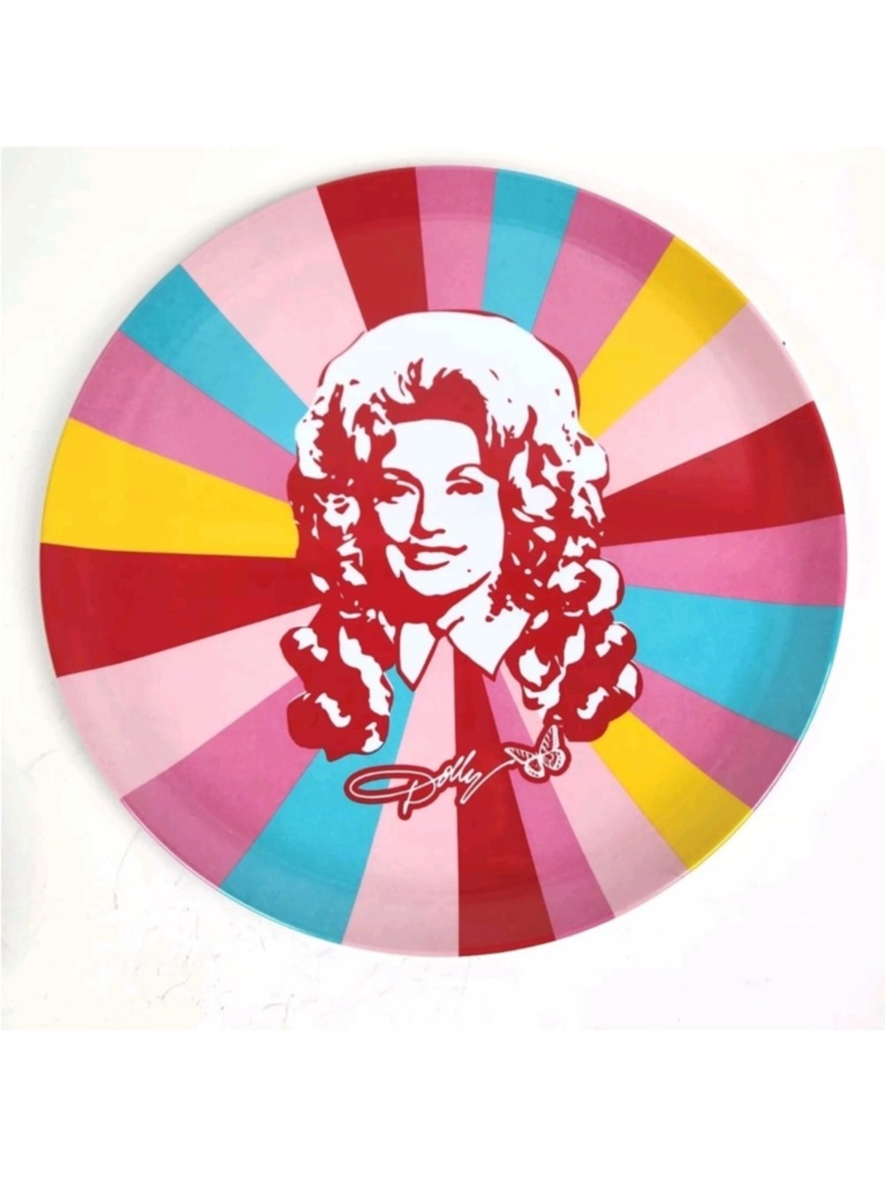 Dolly Parton bright 14” multicolored round serving tray NWT
